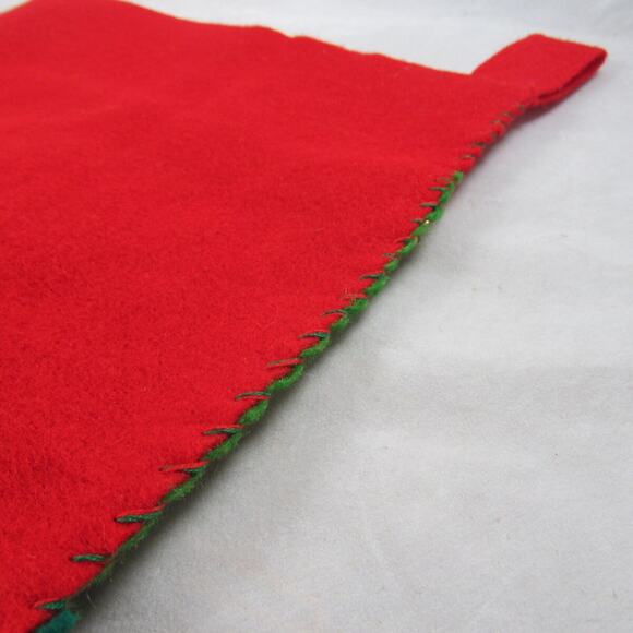 Felt Applique Christmas Stocking Santa Sequins Beads Finished Complete Handsewn - Picture 9 of 9